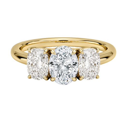 3CT Oval 3 Stone Ring