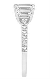 2 CTW (1CT EM CTR) 3 Stone Emerald Engagement Ring