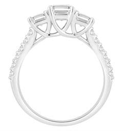 2 CTW (1CT EM CTR) 3 Stone Emerald Engagement Ring