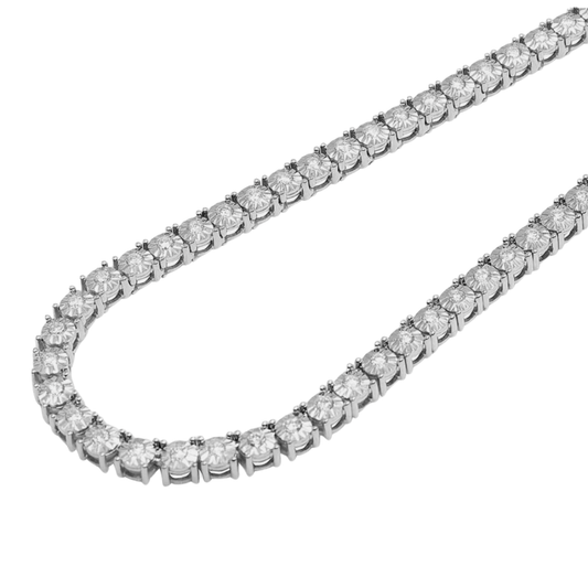 8CT Silver Illusion Set Necklace