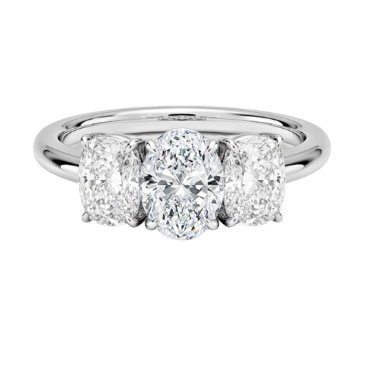 3CT Oval 3 Stone Ring