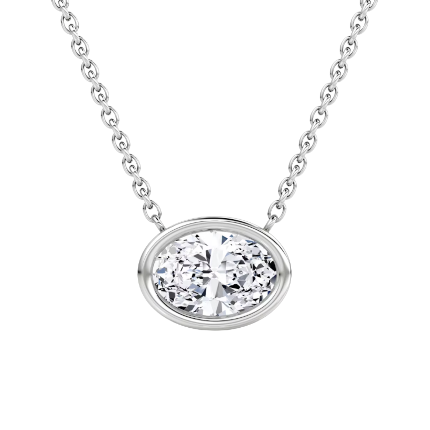 2CT Bezel Set Oval Solitaire Pendant