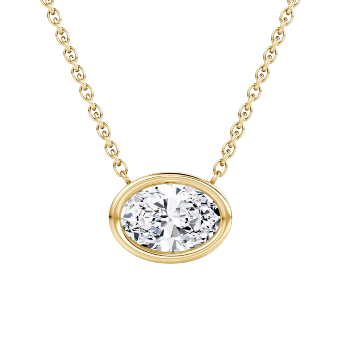 2CT Bezel Set Oval Solitaire Pendant