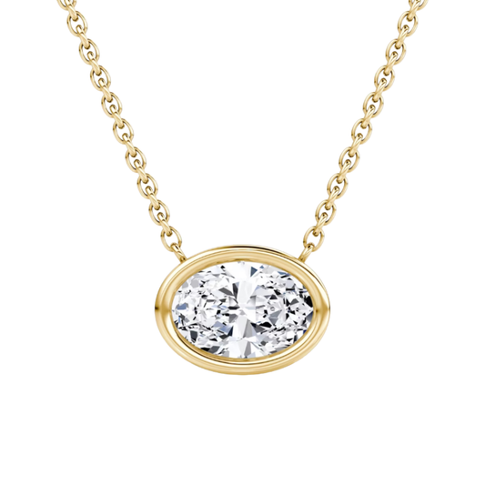 2CT Bezel Set Oval Solitaire Pendant