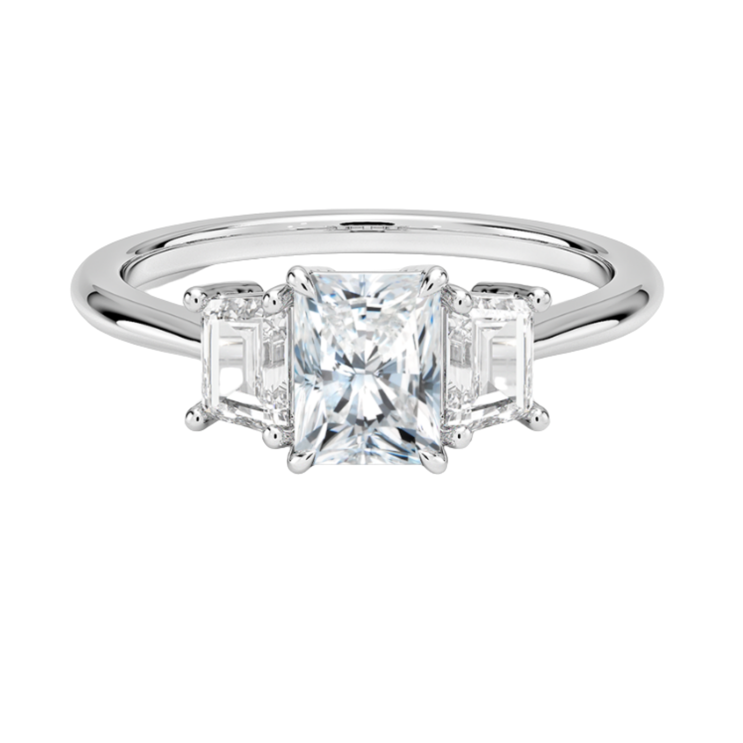 3CT Radiant 3 Stone Ring