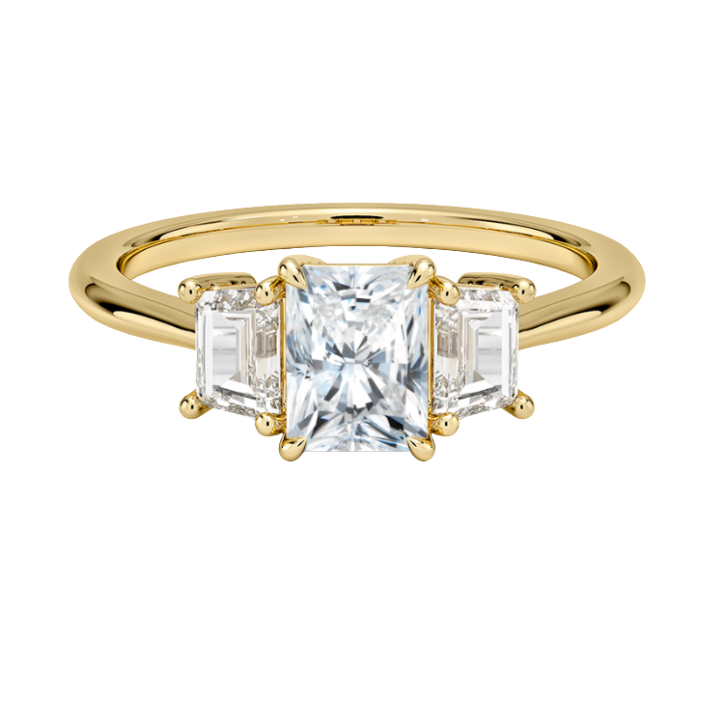 3CT Radiant 3 Stone Ring