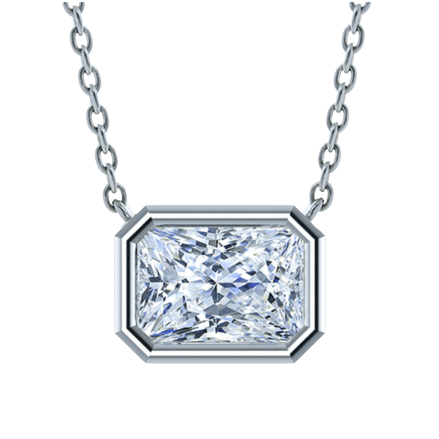2CT Bezel Set Radiant Solitaire Pendant