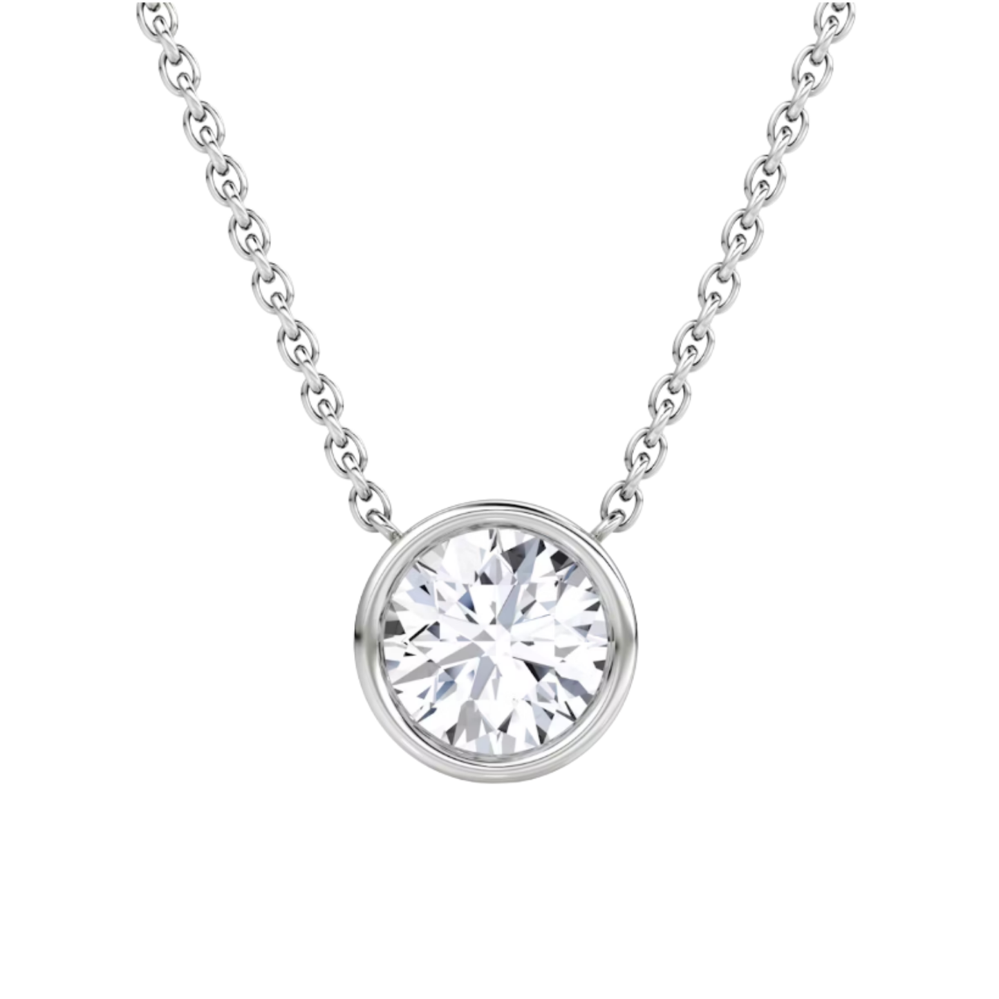 2CT Bezel Set Round Solitaire Pendant
