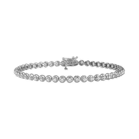 5CT Silver Illusion Set Bracelet